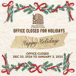 IORC OFFICE CLOSED FOR THE HOLIDAYS